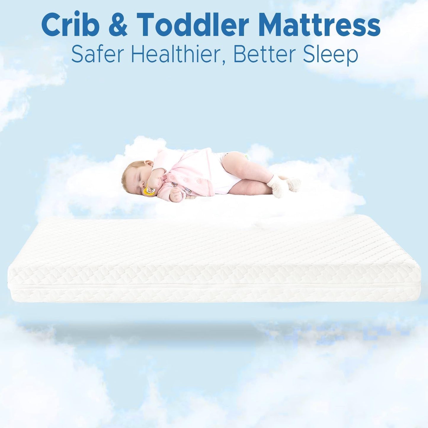 Crib Mattress, Dual-Sided Breathable Baby and Toddler Memory Foam Mattress with Removable and Washable Cover, 100% Knitted Fabric, Fits Standard Cribs and Toddler Beds, 52" x 28" x 5"