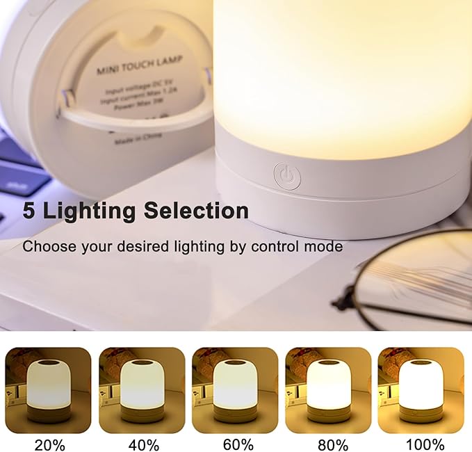 ELITUN Nursery Night Light for Kids,13 Colors RGB Dimmable Small Lamp,Portable Stepless Dimming Small Touch Lamp for Bedroom, Color Changing LED Touch Light