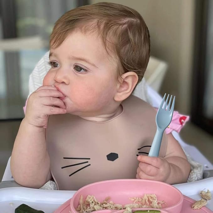 12 Pcs Plastic Toddler Utensils Set 6 Kids Forks and 6 Kids Spoons BPA Free/Dishwasher Safe Toddler Silverware Brightly Colored Kid Plastic Cutlery Set-Blue