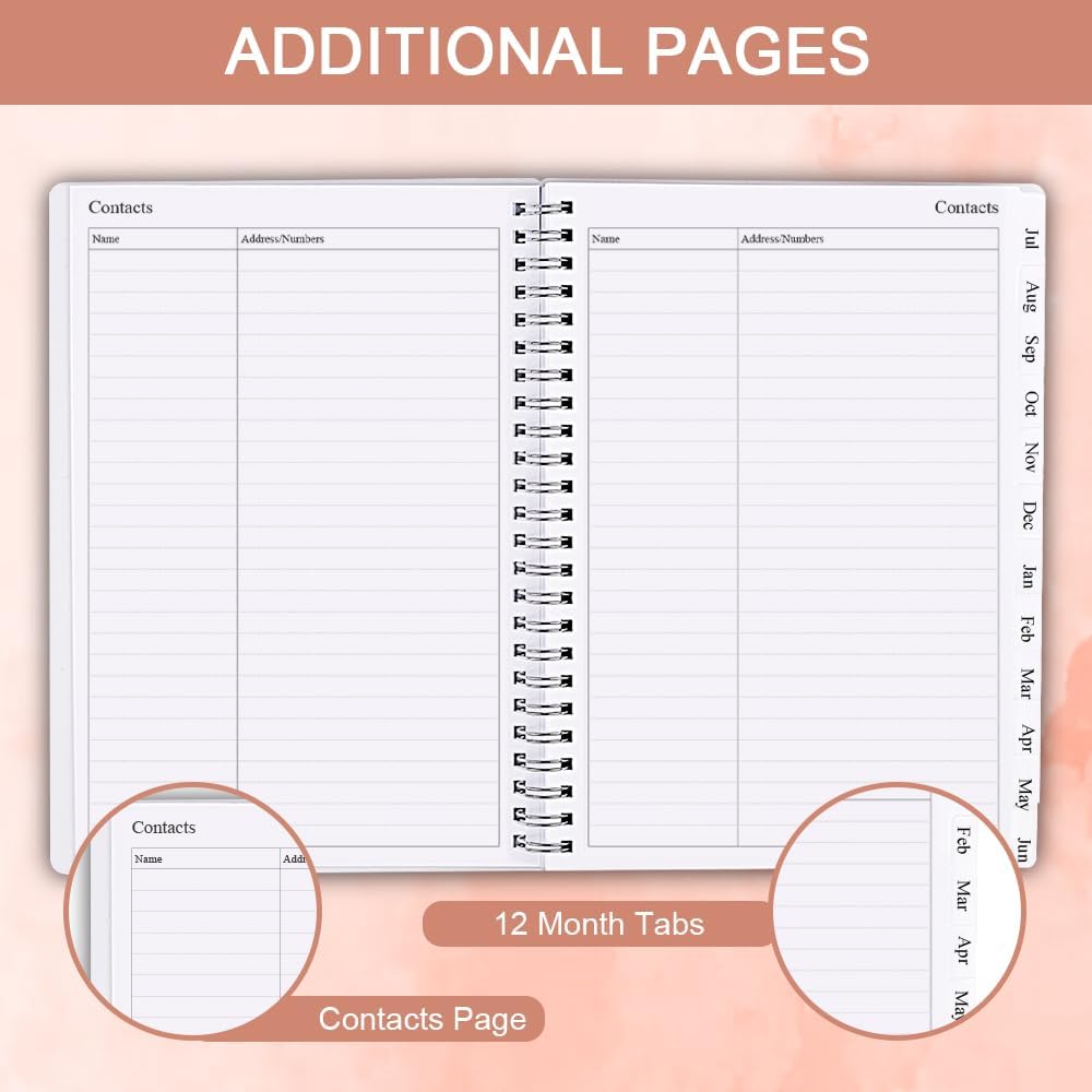2025-2026 Planner - Weekly & Monthly Planner Runs Jul 2025 to Jun 2026, 6.25" x 8.25", 12 Monthly Tabs, 14 Notes Page, Plastic Pocket, Flexible Cover with Twin-Wire Binding, Planners 2025-2026