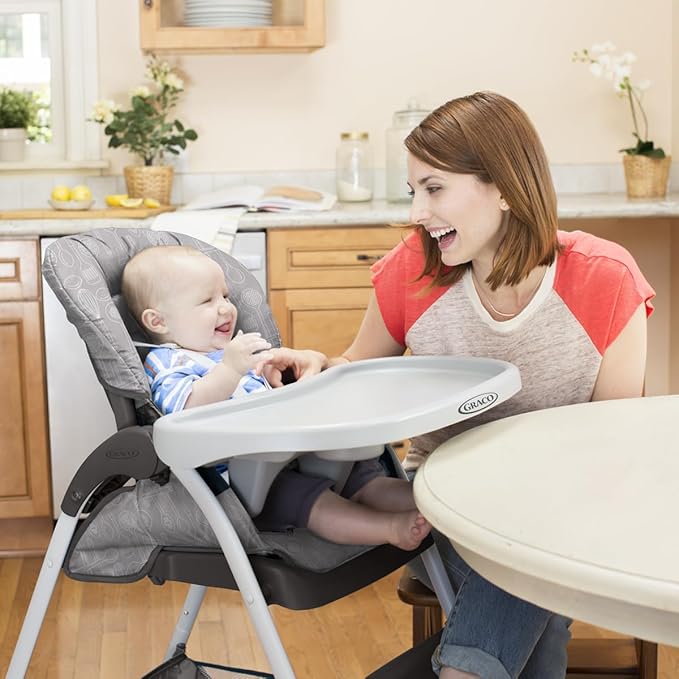 Graco Slim Snacker High Chair, Ultra Slim, Fast-Folding, Multiple Recline Positions, Comfortable Feeding, Whisk