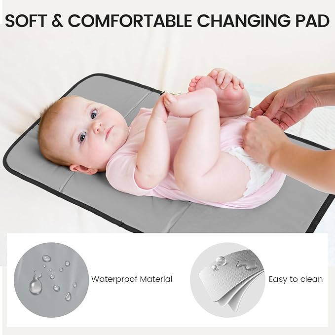 LOVEVOOK Diaper Bag Backpack, Baby Bag with Changing Station, Large Diaper Backpack for Mom Dads, Waterproof Mommy Bag for Boy and Girl, Travel Essential Baby Shower, Black-Beige