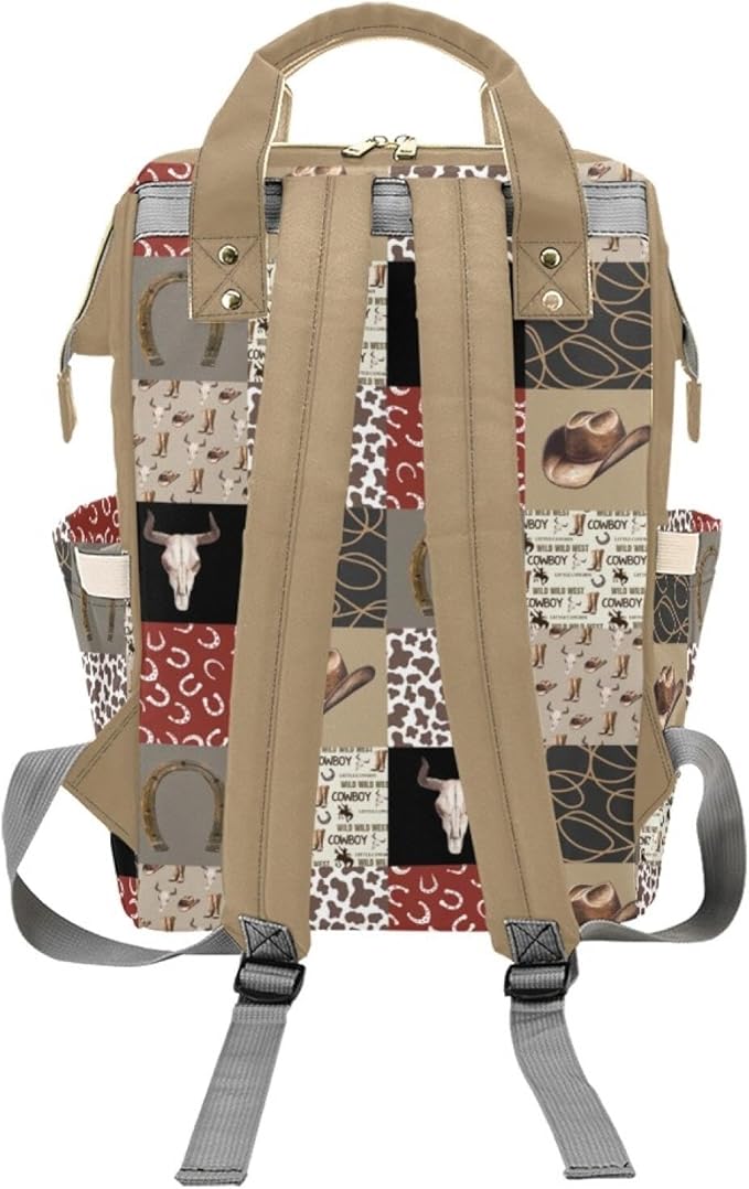 Custom Western Cowboy Baby Diaper Bag with Name – Personalized Nursing Travel Tote Backpack for Mom or Dad, Custom Name Baby Daypack Gift