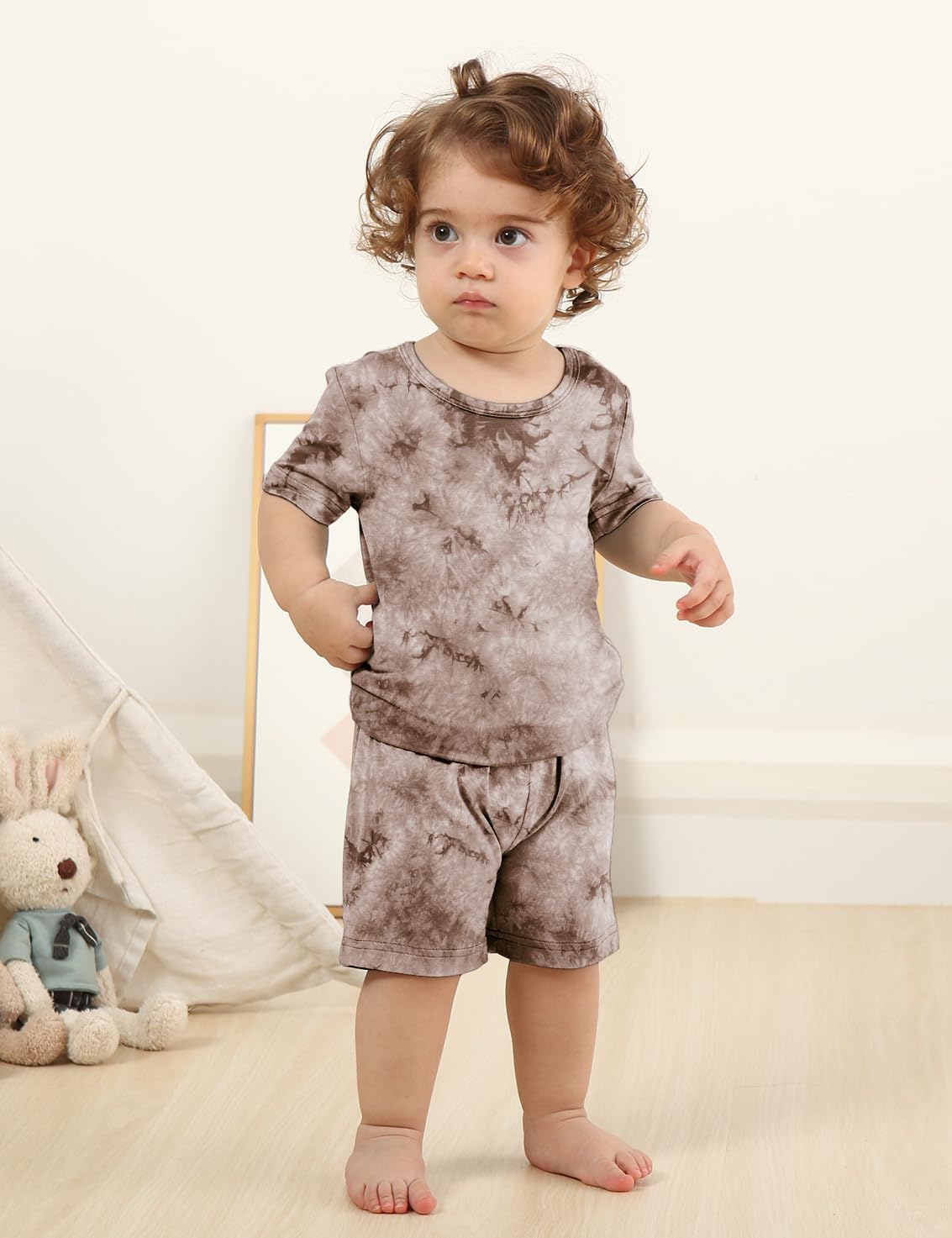 Jimonda Baby/Toddler Soft Sleepwear Short sleeve Kids Cool Pajama Outdoor 2-Piece Shirt&Shorts Casual sets Tie Dye PJ