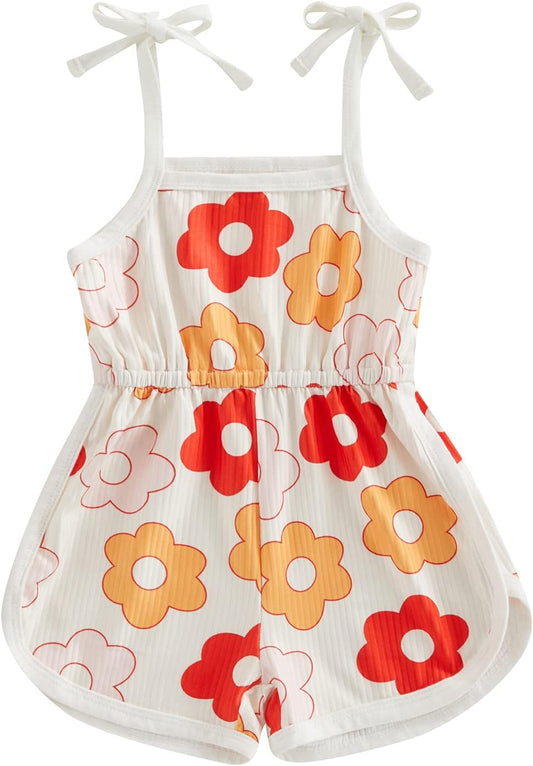 WZTYYDS Toddler Baby Girl Summer Clothes Floral Romper Tie-Up Strap Halter Jumpsuit Infant Summer Sling Playsuit 6M-3T