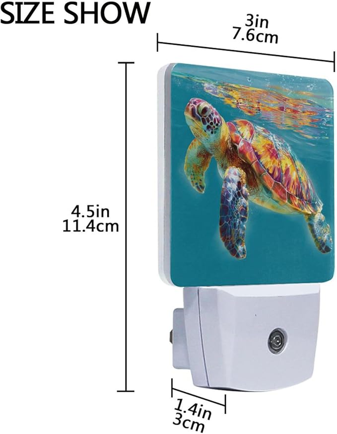 Aslsiy Night Light for Kids Colorful Turtle Sea Summer (1) Plug in Wall Lamp LED Dusk to Dawn Sensor Energy Saving Nightlight for Boys Girls Men Women