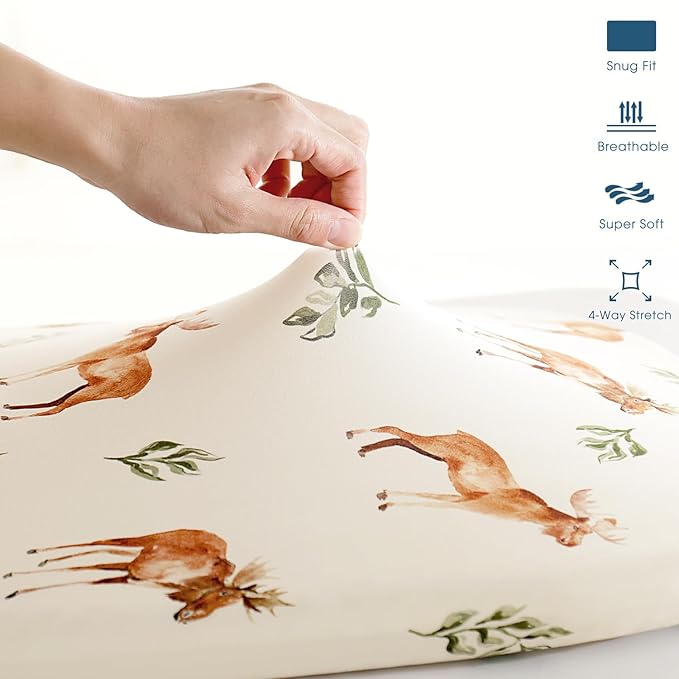 GRSSDER Stretchy Ultra Soft Fitted Bassinet Sheets 3 Pack, Universal Fit for Baby Cradle Moses Basket Oval Rectangle Mattress Safe and Snug, Free Animals Stylish Print