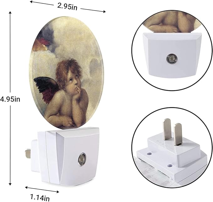 EKOBLA Angel Night Light Angel Wings Cherubs Night Lights Plug into Wall Auto Sensor Dusk-to-Dawn LED Lamp 0.5W Sleep Friendly for Son Boys Pregnant Women Gifts