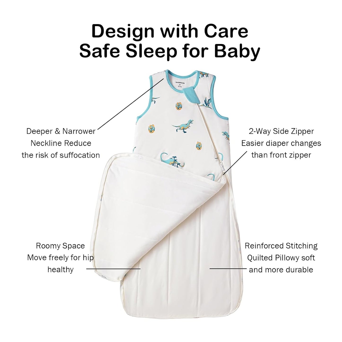 BubblePanda Rayon Made from Bamboo Sleep Sack 12-18 Months 0.5 Tog Soft Lightweight Toddler Sleep Sack 1t for Babies 2-Way Zipper Wearable Blanket Baby 12 Months
