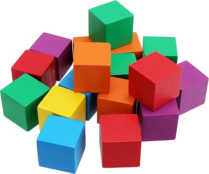 150 PCS 1 Inch Colored Wood Cubes, Premium Colorful Wooden Cube with 6 Assorted Colors, Square Wooden Blocks for Craft DIY Projects