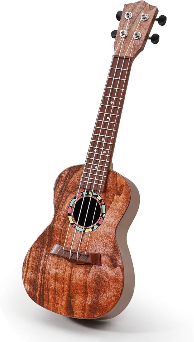 Raimy Kids Guitar Ukulele - 21in Ukulele Guitar Toys for Kids Ages 3 4 5 6 7+ Year Old Boys Girls Simulated Sound Quality Music Instruments Learning Education (Mahogany)