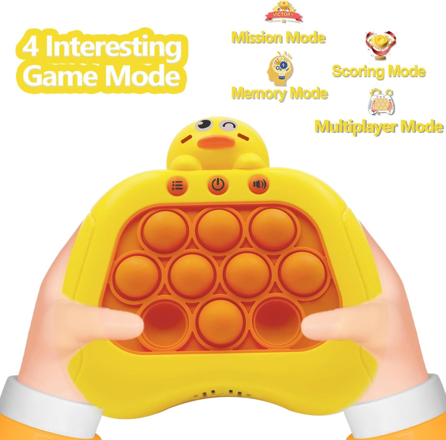 Quick Push Pop Game Fidget Toys Pro for Kids Adults, Handheld Puzzle Game Machine, Squeeze Poppet Sensory Fast Push Bubble Toy,Party Game,Birthday Gitfs Duck