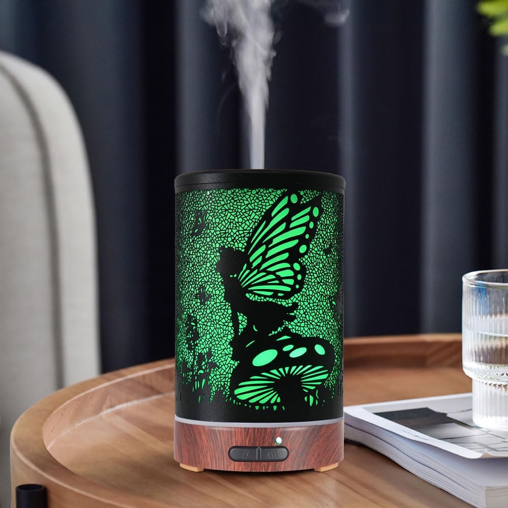 Essential Oil Diffuser, Ultrasonic Diffuser for Essential Oil, Cool Mist Humidifier Aromatherapy Diffuser with 7 Color Lighting Changing Modes, Waterless Auto Shut-Off for Home（Flower Fairy）