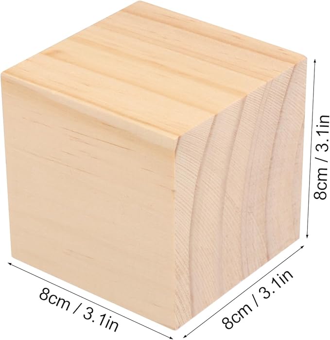 12 Packs Wooden Blocks for Crafts, 3.15 Inch Pine Wood Cubes, Wooden Cubes for Paint, Stamp, Decorate, DIY Projects and Personalized Gifts,by GNIEMCKIN.
