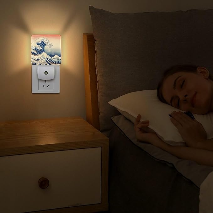 Ocean Waves Night Light, Plug into Wall Decor Nightlights for Bedroom, Bathroom, Hallway, Kitchen, with Dusk to Dawn Light Auto Sensors LED Night Lights for Boys Girls Women Men Room Gifts