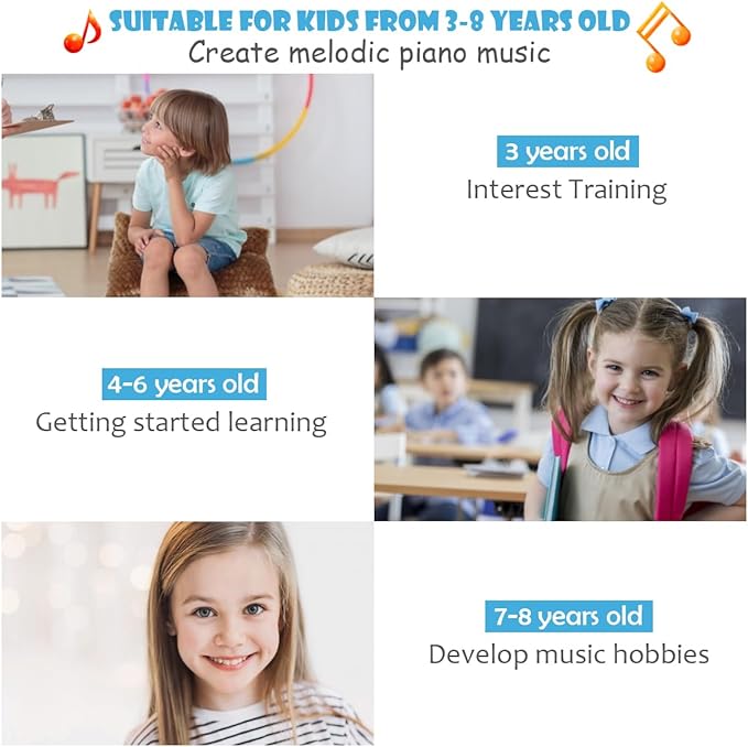 HONEY JOY Classical Kids Piano, 30-Key Mini Grand Piano with Music Stand and Bench, Wooden Musical Instrument Toy with Lid & Music Rack, Gift for Boys Girls Ages 3+ …