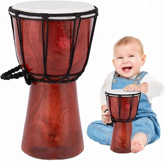 ArtCreativity 8 Inch Mini Wooden Toy Drum for Kids - Rustic Brown Wood Djembe - Fun Musical Instrument Baby Drum Toy - Gift Idea, Birthday Party Favor for Boys, Girls, Toddler and Baby