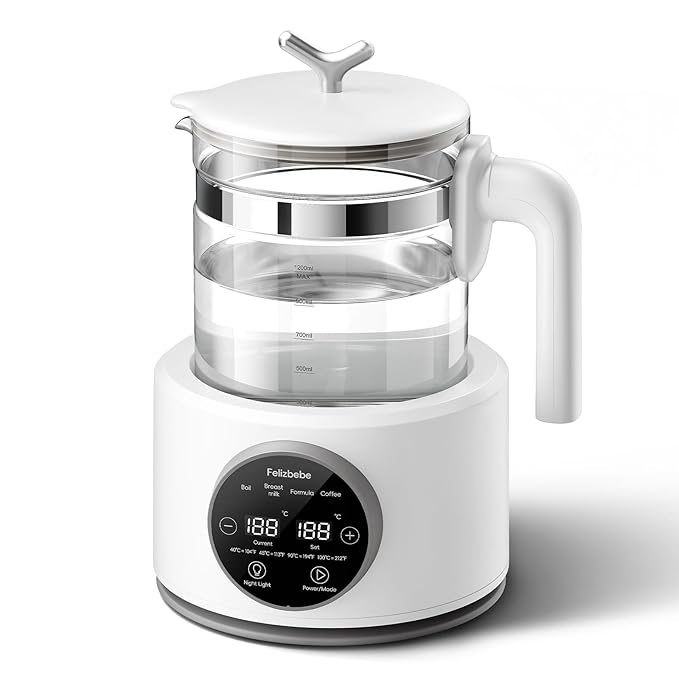 Baby Water Warmer, Baby Bottle Warmer Glass Tea Kettle Boiler, Formula Maker with Night Light, Accurate Temperature Control for Formula, Low Noise Breastmilk Warmer, 24/7 Keep Warm, Coffee,Tea