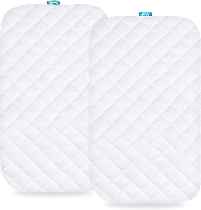Bassinet Mattress Pad Cover for BCOL, Semphis, bonbay and Li'l Pengyu 3 in 1 Foldable Baby Bassinet Bedside Sleeper, 2 Pack, Waterproof Quilted Ultra Soft Surface