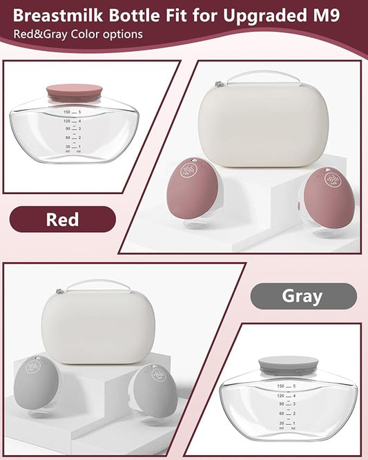 2pcs Breastmilk Container Compatible with Upgraded Mobile Flow | Upgraded M9, M9 Breast Milk Storage Bottle with Silicone Lip, BPA Free, Leak-Proof, Not Original Parts, 2packs Red Collector