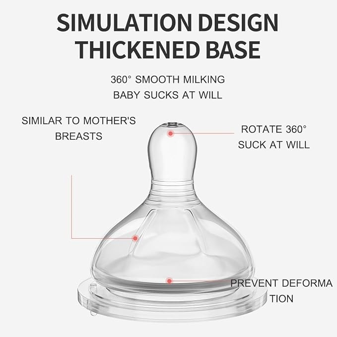 Baby Bottle Nipple, 100% Silicone,Replacement Baby Bottle Nipple for Babies, Newborn,Preemie 0-3 0-6 6-12 12+ Months