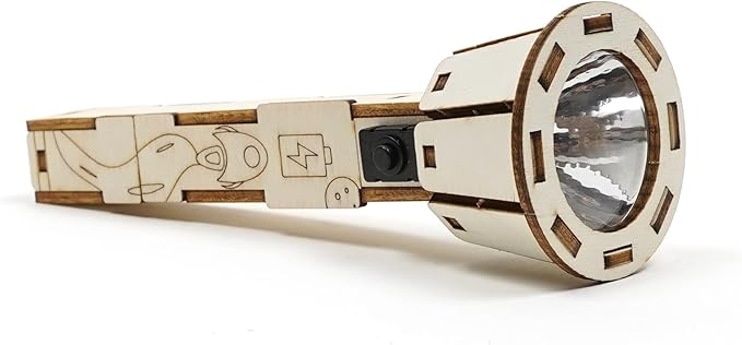 DIY Wooden Flashlight STEM Kit for Kids Aged 8-12 | Battery-Operated Educational Science Experiment Kit with Built-in Switch