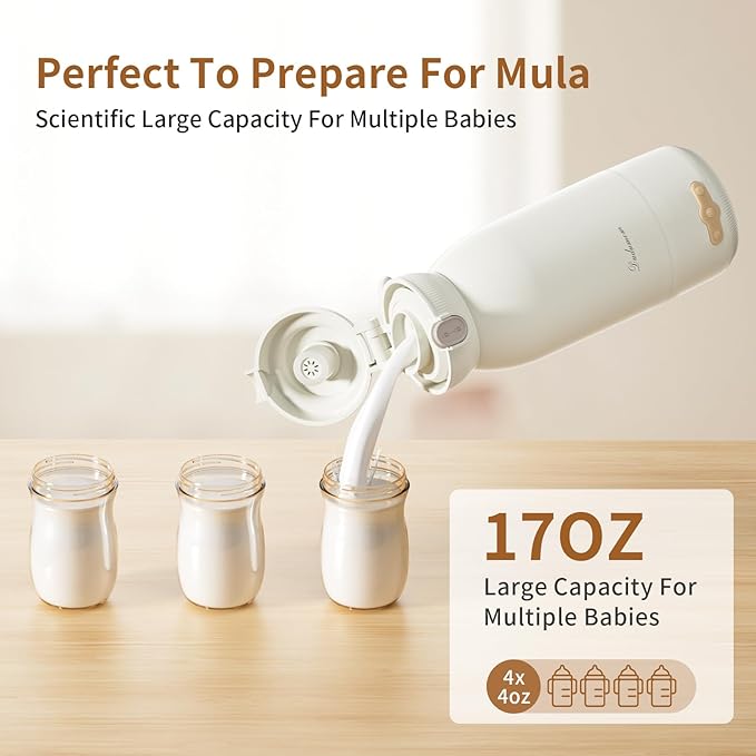 Portable Milk Warmer for Travel: 17 OZ 120W Fast Heating for Breast Milk Formula & Water - Portable Milk Warmer for Baby, Fast Charging & Long Battery Life for Outdoor Airplane Car Journey