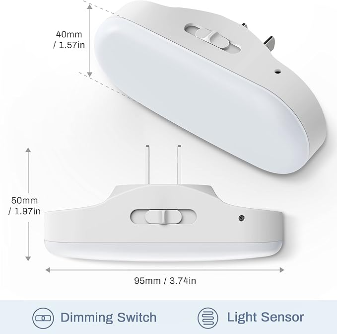 DORESshop Night Lights Plug into Wall Daylight White, Cute Dimmable Led Night Light, Dusk to Dawn Night Light 4 Packs for Kids Room, Bathroom, Stair