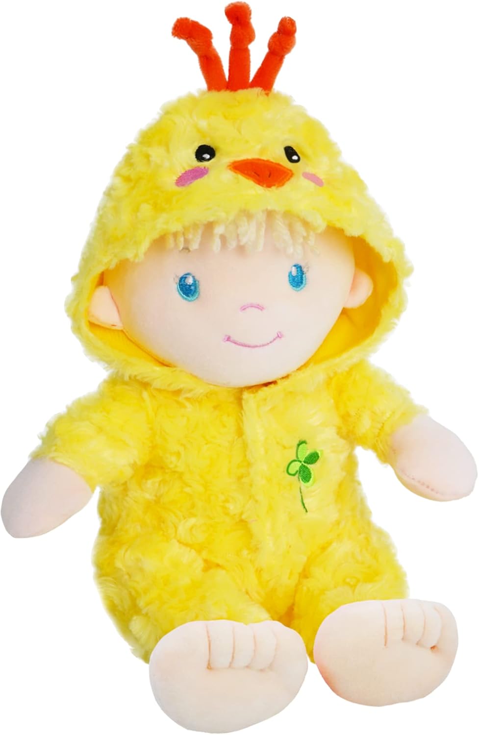 June Garden 12" Sweet Dolly Cheerful Chicky - Stuffed Ultra Soft Baby Doll for Birth and Up - Adorable Chicken Outfit