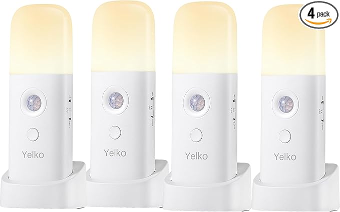 YELKO Motion Sensor Night Lights, Rechargeable nightlights Battery Operated, Dimmable Table lamp with 5 Levels Brightness Adjustable, Cordless Dimmable LED Nursery Night Lights for Home