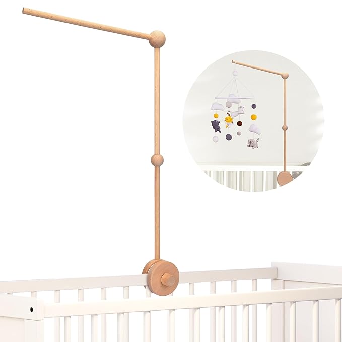 Baby Crib Mobile Arm,VKP Wooden Mobile Arm for Crib Mobile Hanger for Crib Baby Girl Nursery Decor (Wood)