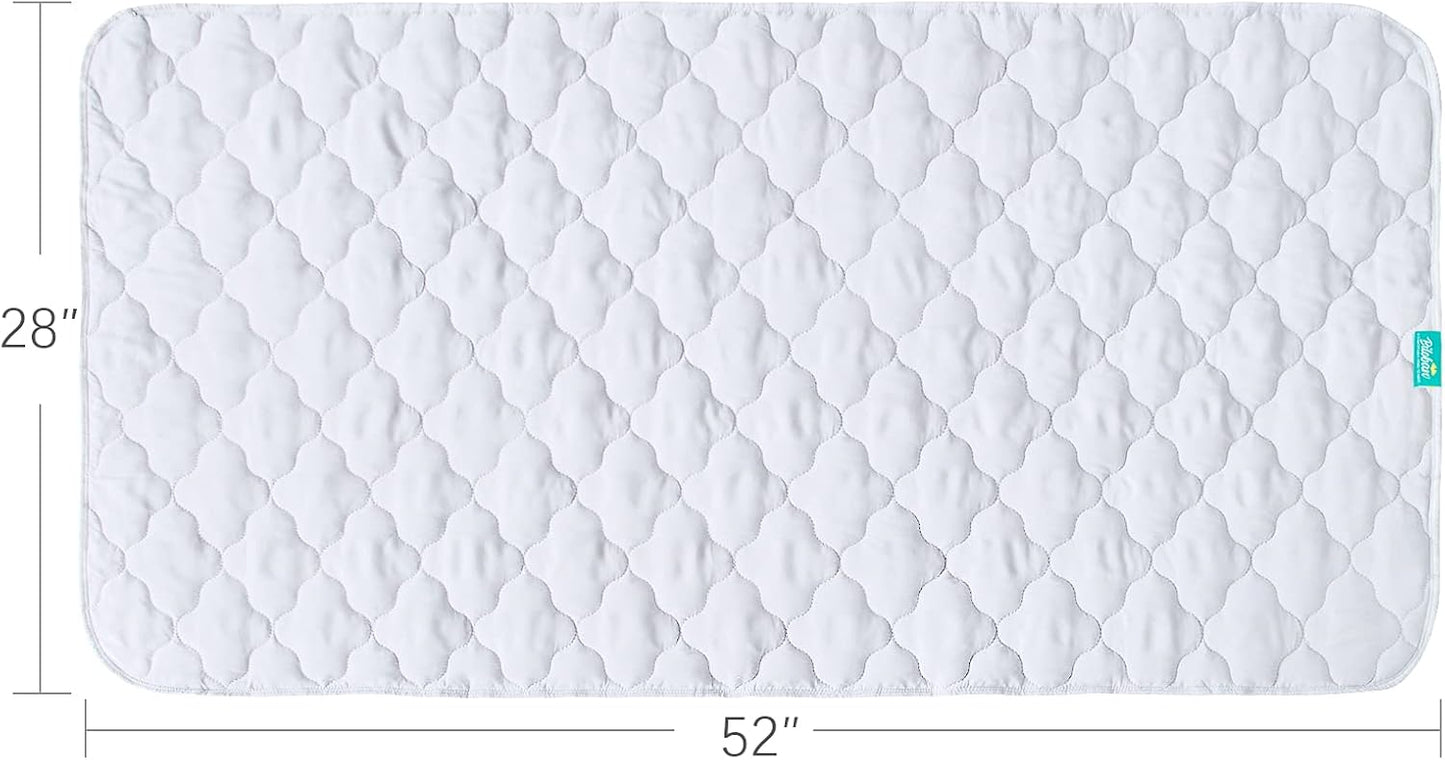 Crib Mattress Protector Pad Cover Quilted Waterproof Incontinence Bed Pads Wetting Protection Pad 52" x 28" Reusable & Non-Slip Potty Training Pads for Toddlers (Quilted Improved Thickness)
