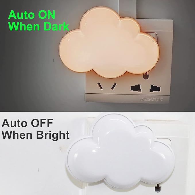 AUSAYE 4Pack Sensor LED Night Light Plug in Lamp Cloud Night Light Mini Pretty Night Lights for Adults Kids NightLight White