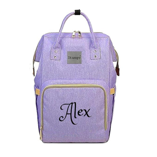 Personalized Large Diaper Bag Knapsack/Tote Bag/Backpack -Custom Monogram Embroidered for Infant/Baby Bag/ (Lavender)