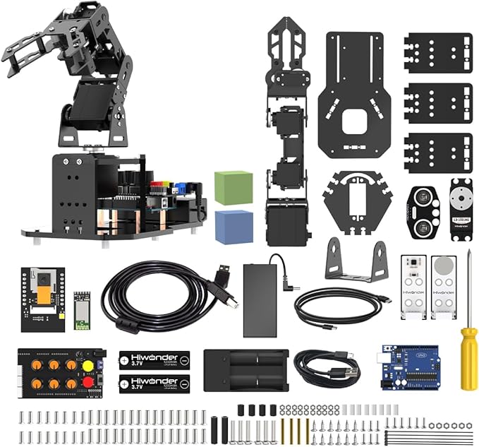 Robotic Arm with Arduino 5DOF/Axis AI Smart Robot Arm Open Source STEM Educational Building Robotics & Engineering Kits, Science/Coding/Programming Set, miniArm Standard Kit