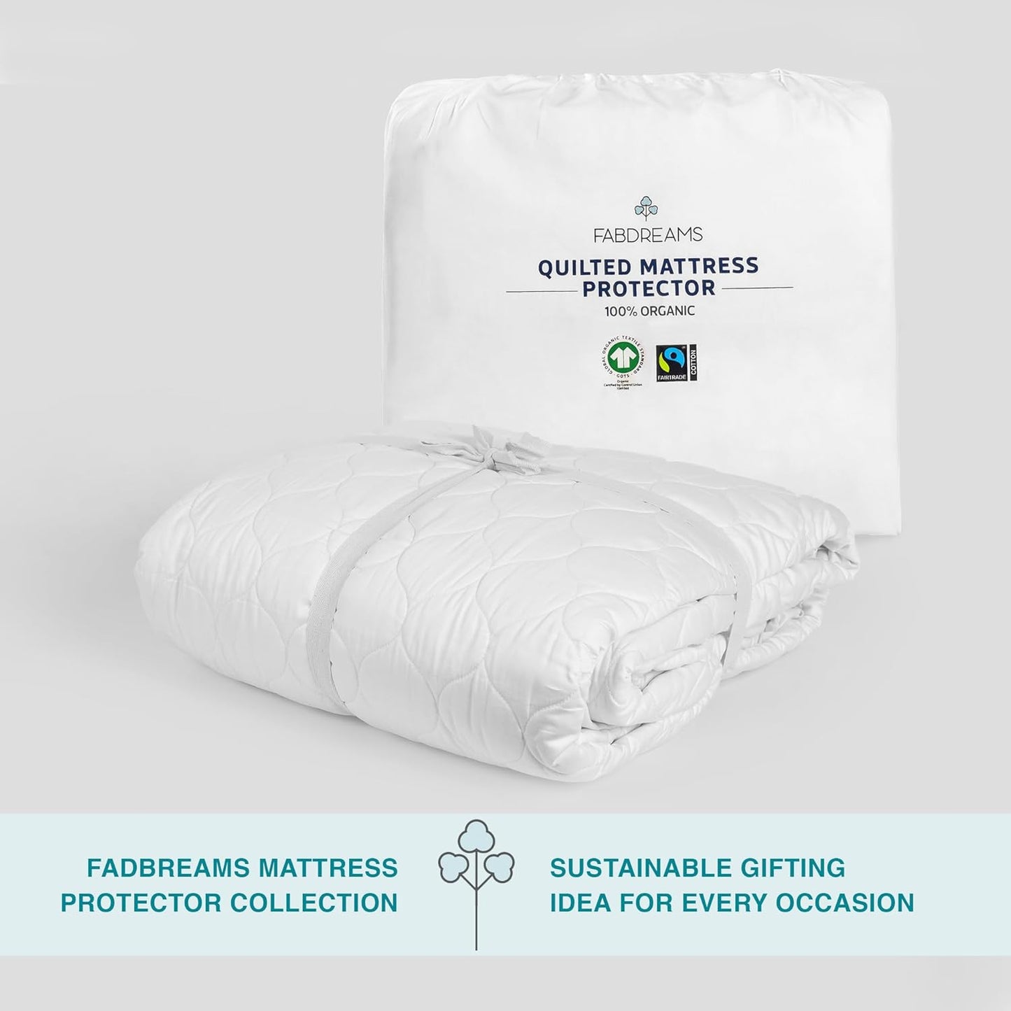 FABDREAMS Organic Quilted Mattress Protector | King Mattress Pad| Mattress Cover| Naturally Breathable | Noiseless| Fits up to 17" Deep Pockets| Temperature Regulating | King | White