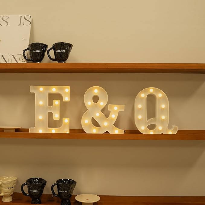Foaky Rechargeable LED Letter Lights Sign Marquee Light Up Letters Sign for Night Light Wedding/Birthday Party Christmas Lamp Home Bar Decoration (Q)