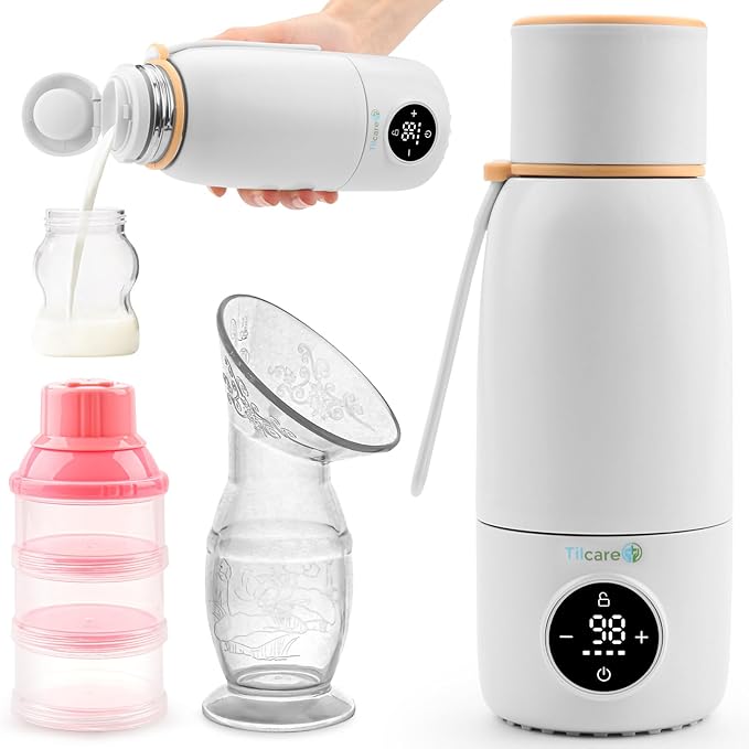 Portable Bottle Warmer for Travel - Fast Heat Travel Bottle Warmer for Breastmilk, USB Calentador De Biberones on The Go17oz 12H Baby Bottle Milk Warmer - Wireless Car Bottle Water Warmer, Orange