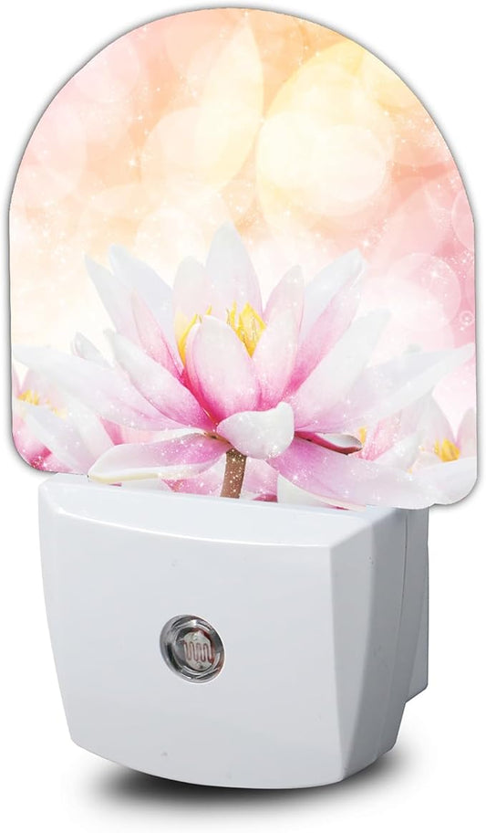 Water Lily Flower Night Light,Night Lights Plug into Wall with Dusk to Dawn Sensor,Lamp for Bedroom Bathroom Hallway Nightlight for Women Girls