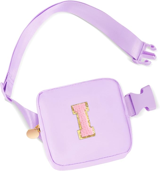 Mini Belt Bag Fanny Pack with Initials Letter Patch Small Crossbody Bags Cute Stuff Birthday Gifts for Teenager Girls Trendy Stuff for Teens - I,Lavender