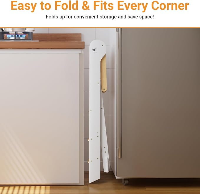 COSYLAND Foldable Toddler Kitchen Stool Helper - Height Adjustable Standing Tower for Bathroom Sink or Kitchen Counter - Step Stool for Toddlers Ages 18 Months to 6 Years White & Natural