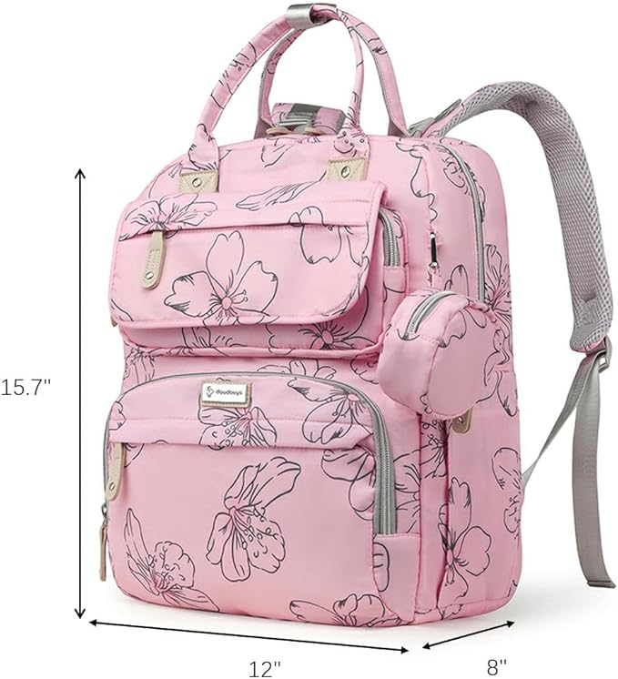 Diaper Bag Backpack for Baby – Large Capacity Waterproof Travel Tote, Multifunction Baby Bag with Changing Pad, Pacifier Holder & Stroller Straps (Strawberry Pink)