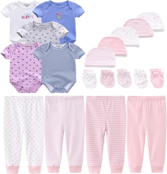 Kiddiezoom Unisex Baby Layette Essentials Giftset Clothing Set 19-Piece For Newborn Baby