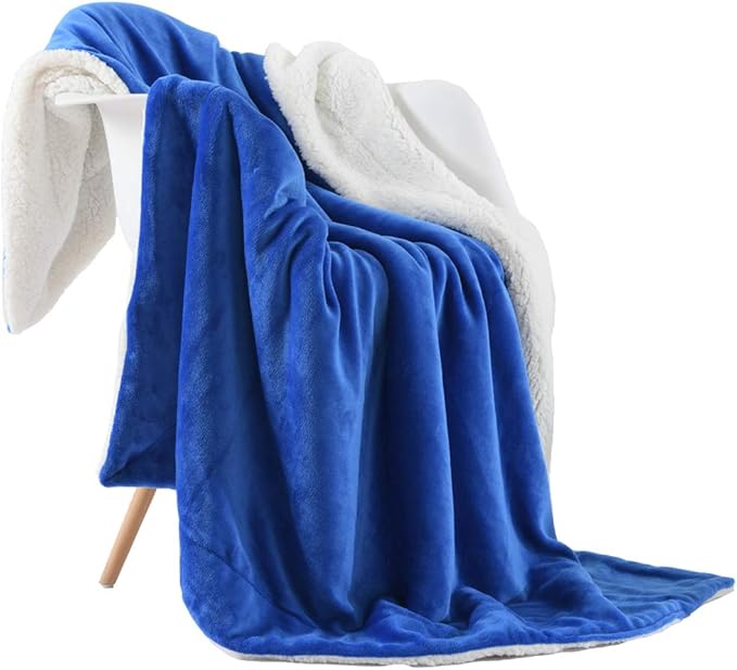 NANPIPER Flannel Blanket Reversible Sherpa Throw Blanket Super Soft Fuzzy Plush Fleece for Bed/Couch Lightweight(50"x60",Princess Blue)