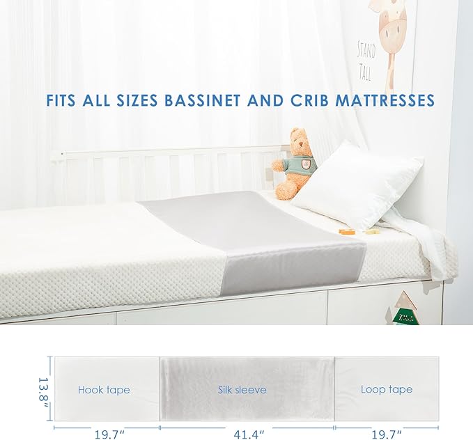 PROMEED 2 Pack Baby Silk Bassinet Sleeve, 23 Momme Pure Silk Cot Semi Sheet, Adjustable for All Standard Bassinet/Cradle/Cot/Crib Mattress (Light Grey)