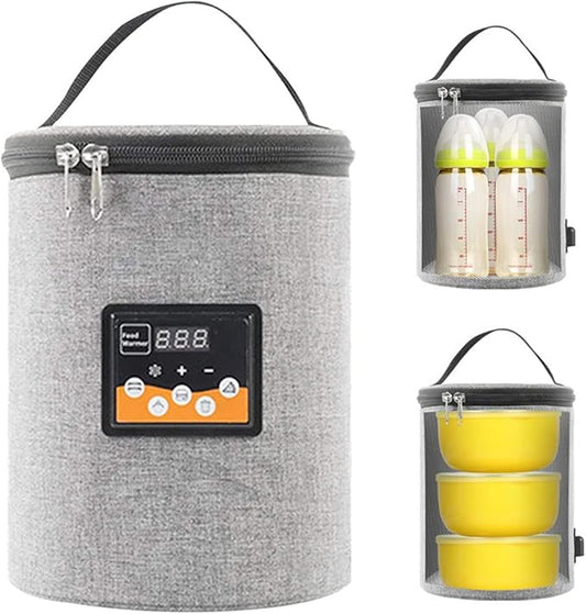 Bottle Warmer for Baby Milk,Portable Bottle Heating Bag Car Multi-Functional Bottle Food Warmer Water Warming Bag On The Go Bottle Warmer at Home Or Travel,Temperature Adjustable,3.8L