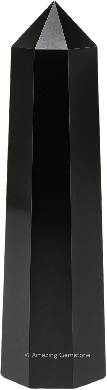 Amazing Gemstone Black Agate Crystal Towers ~ Natural Healing Crystal Point Obelisk for Reiki Healing and Crystal Grid (3- Inch)
