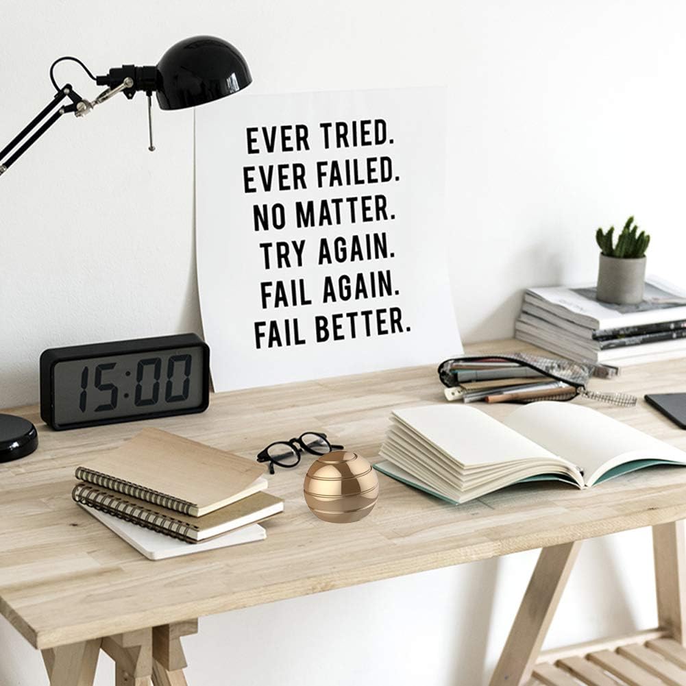 Kinetic Spinner Desk Toy, 1.54'' Stress Relief Desk Toys Ball, Anti Anxiety Desk Gadgets Sensory Toys for Adults Women Men, Birthday Christmas Day Gift (39MM, Gold)