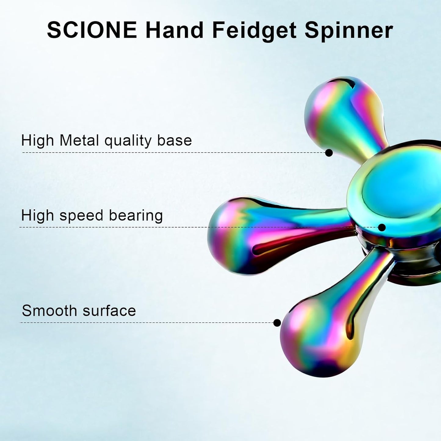 SCIONE Metal Fidget Spinner Gifts for Adults and Kids, Stress Anxiety ADHD Relief Figets Toy, Metal Anti-Anxiety Fidget Spinner Toy for Birthday Gifts Stocking Stuffers Classroom Prizes for Boys Girls