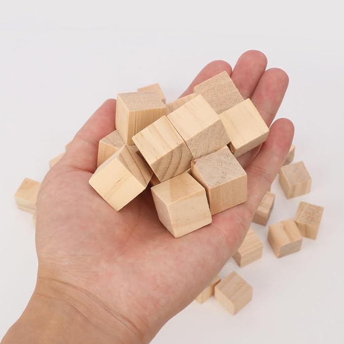1000 PCS Premium 0.79 Inch Wooden Cubes, Natural Pine Wood Cubes for Crafts, Wood Blocks Ready for Artistic DIY Projects-Unleash Creativity with Blank Wood Blocks